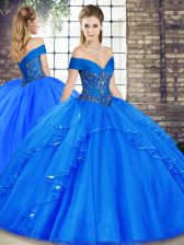  Sleeveless Lace Up Floor Length Beading and Ruffles 15th Birthday Dress