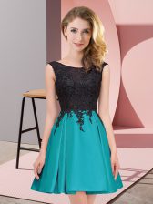 Decent Scoop Sleeveless Satin Dama Dress Lace Zipper