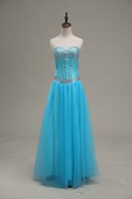 On Sale Aqua Blue Prom Dresses Sweet 16 and Quinceanera with Beading Sweetheart Sleeveless Lace Up