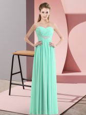 Excellent Chiffon Sweetheart Sleeveless Zipper Beading Evening Dress in Apple Green