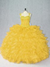  Sleeveless Lace Up Floor Length Beading and Ruffles Quince Ball Gowns
