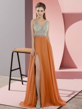  Orange Empire Beading Prom Evening Gown Zipper Chiffon Sleeveless