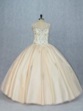 New Style V-neck Sleeveless Tulle Sweet 16 Dresses Beading Lace Up