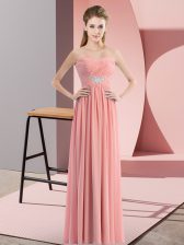  Sweetheart Sleeveless Zipper Prom Dresses Watermelon Red Chiffon