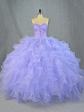  Sleeveless Lace Up Floor Length Beading and Ruffles Quinceanera Dresses