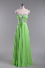Cute Sleeveless Beading and Ruching Zipper Prom Gown