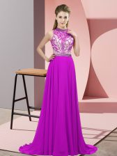  Sleeveless Brush Train Beading Backless 