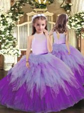  Multi-color High-neck Backless Ruffles Pageant Gowns For Girls Sleeveless