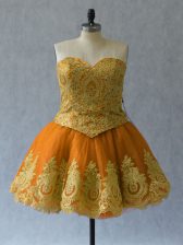  Sleeveless Appliques and Embroidery Lace Up Prom Evening Gown