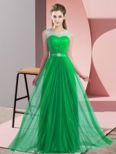  Green Lace Up Quinceanera Court Dresses Beading Sleeveless Floor Length