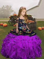 Sleeveless Embroidery and Ruffles Lace Up Little Girls Pageant Dress Wholesale