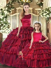 Scoop Sleeveless Organza Quinceanera Dress Ruffled Layers Lace Up