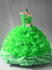  One Shoulder Sleeveless Quinceanera Dress Floor Length Pick Ups and Hand Made Flower Organza
