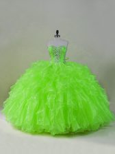  Sweetheart Sleeveless Quinceanera Gowns Floor Length Ruffles Organza