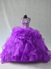 Best Selling Floor Length Ball Gowns Sleeveless Purple Sweet 16 Dress Lace Up