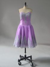 Captivating Mini Length Lavender Evening Dress Sweetheart Sleeveless Lace Up