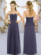 Fabulous Navy Blue Quinceanera Dama Dress Wedding Party with Ruching Sweetheart Sleeveless Lace Up