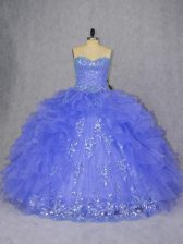 Elegant Sleeveless Lace Up Floor Length Appliques and Ruffles 15 Quinceanera Dress