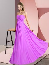 Dramatic Floor Length Empire Sleeveless Lilac Prom Dresses Lace Up