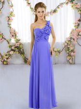  Floor Length Lavender Damas Dress Chiffon Sleeveless Hand Made Flower