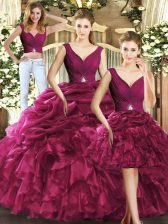 Graceful Organza Sleeveless Floor Length Sweet 16 Dresses and Ruffles and Pick Ups