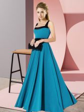 Artistic Teal Square Zipper Belt Court Dresses for Sweet 16 Sleeveless