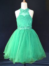  Sleeveless Beading and Lace Lace Up Little Girl Pageant Dress