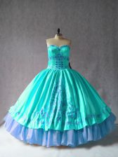  Sleeveless Lace Up Floor Length Embroidery Quinceanera Dress