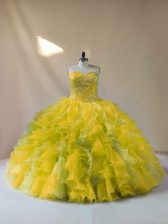 Best Selling Multi-color Sleeveless Beading and Ruffles Floor Length 15th Birthday Dress