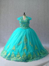  Aqua Blue Quinceanera Dresses Sweetheart Sleeveless Lace Up