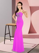  Sweetheart Sleeveless Zipper Homecoming Dress Fuchsia Chiffon