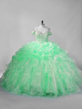  Sleeveless Lace Up Beading and Pick Ups Quinceanera Gown