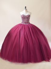 Traditional Sleeveless Lace Up Floor Length Beading Quinceanera Dress