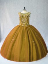 Customized Sleeveless Lace Up Floor Length Beading Quinceanera Gown