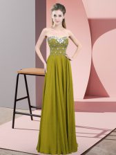 Traditional Chiffon Sleeveless Floor Length Evening Dress and Beading