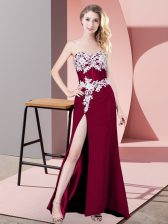  Sweetheart Sleeveless Zipper Prom Gown Fuchsia Chiffon