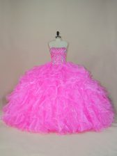 Organza Sleeveless Floor Length 15 Quinceanera Dress and Beading and Ruffles