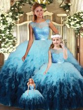  Tulle Sleeveless Floor Length Vestidos de Quinceanera and Lace and Ruffles