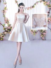 Captivating Champagne Off The Shoulder Lace Up Lace and Belt Vestidos de Damas Half Sleeves