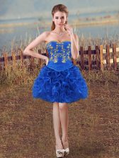 Sweet Organza Sleeveless Mini Length Evening Dress and Embroidery and Ruffles
