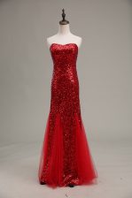 Amazing Sweetheart Sleeveless Tulle and Sequined Homecoming Dress Sequins Zipper