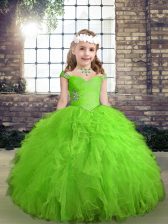  Floor Length Lace Up Little Girls Pageant Dress Wholesale for Party and Wedding Party with Beading and Ruffles