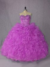 Gorgeous Sweetheart Sleeveless Organza Quinceanera Dress Beading Lace Up