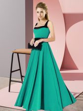 Customized Floor Length Turquoise Dama Dress Square Sleeveless Zipper