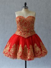  Red Prom and Party with Appliques and Embroidery Sweetheart Sleeveless Lace Up