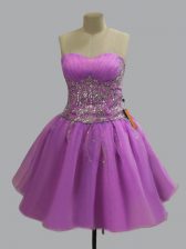  Lilac Sweetheart Neckline Beading Dress for Prom Sleeveless Lace Up