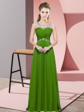  Green Scoop Backless Beading Prom Evening Gown Sleeveless