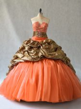High Quality Sleeveless Brush Train Beading and Pick Ups Lace Up Quinceanera Dress