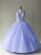 New Arrival Lavender Sleeveless Beading Sweet 16 Dresses