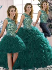 Best Sleeveless Beading and Ruffles Lace Up Sweet 16 Dresses